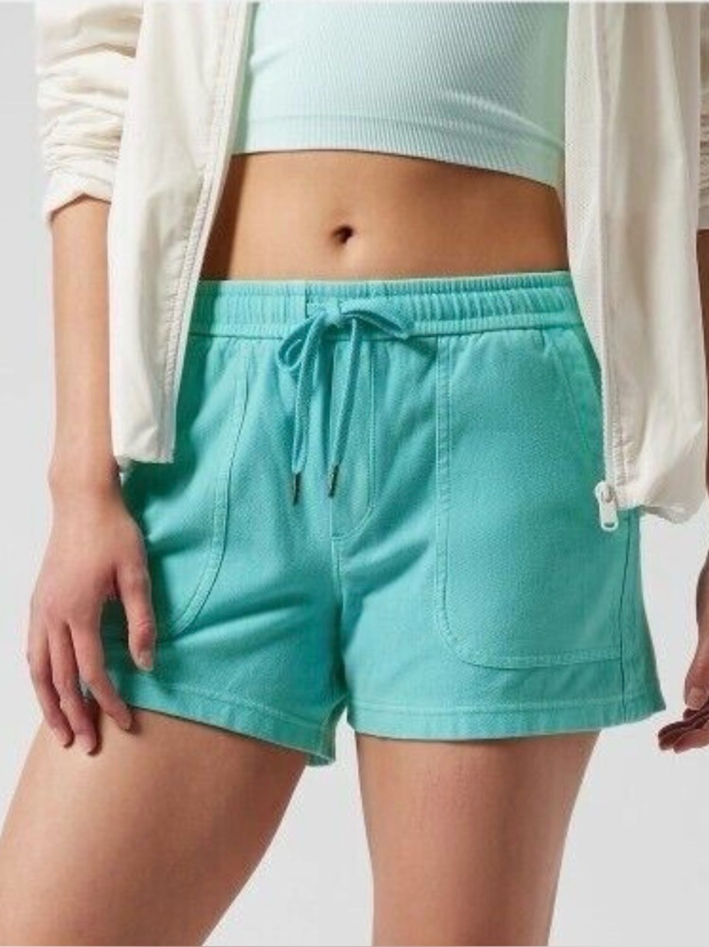 Athleta Farallon Sweat Shorts Teal Turquoise - Size Medium Comfy Loungewear